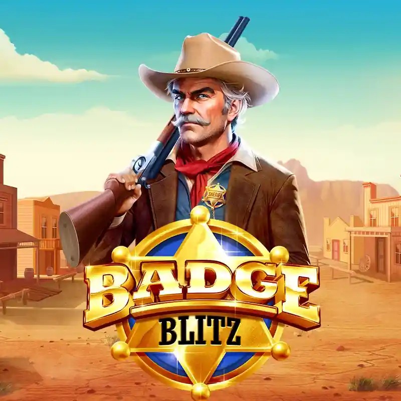 Badge Blitz slot logo by Pragmatic Play at Casoola Casino